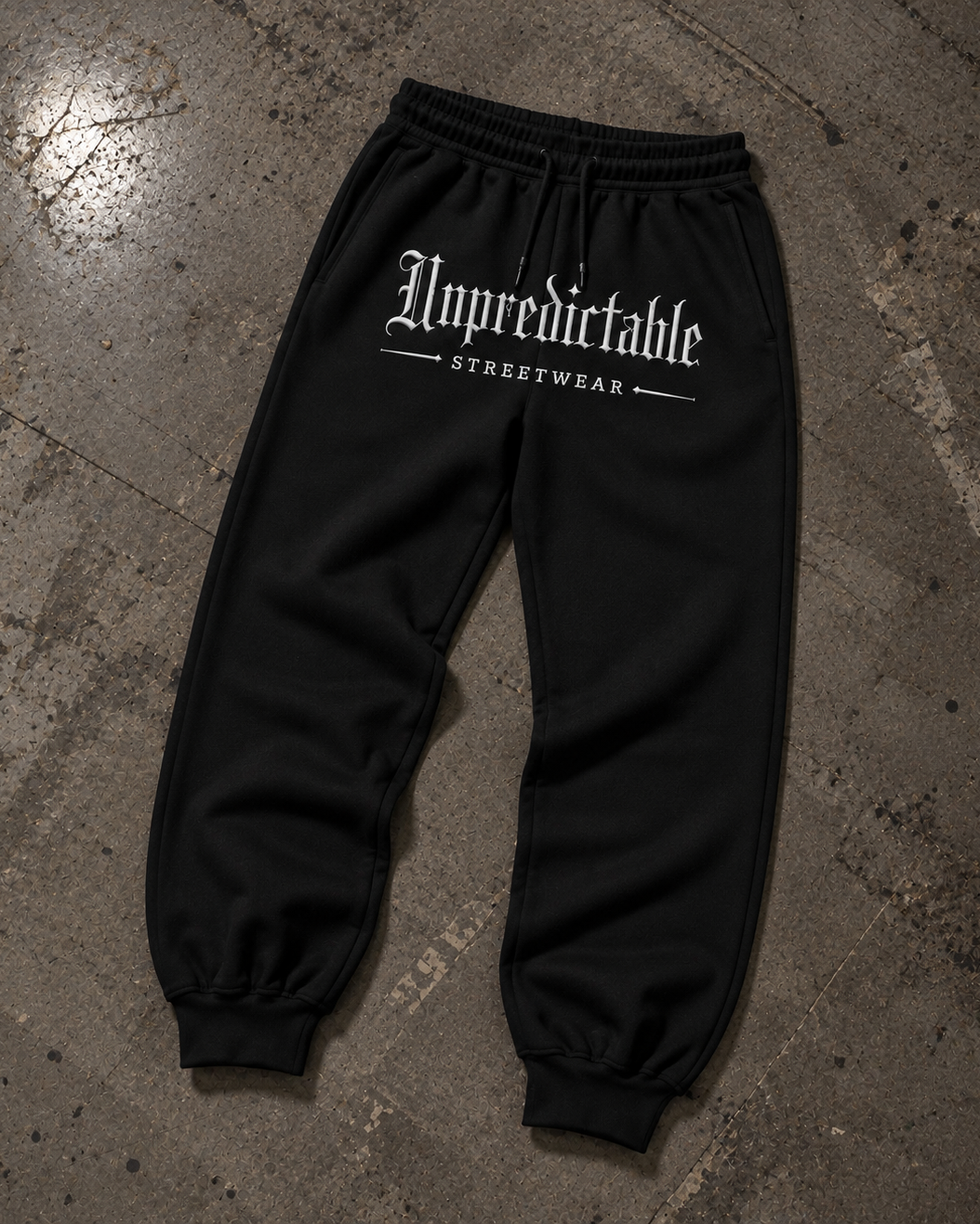 Unpredictable Tracksuit Bottoms — Black — Flat front
