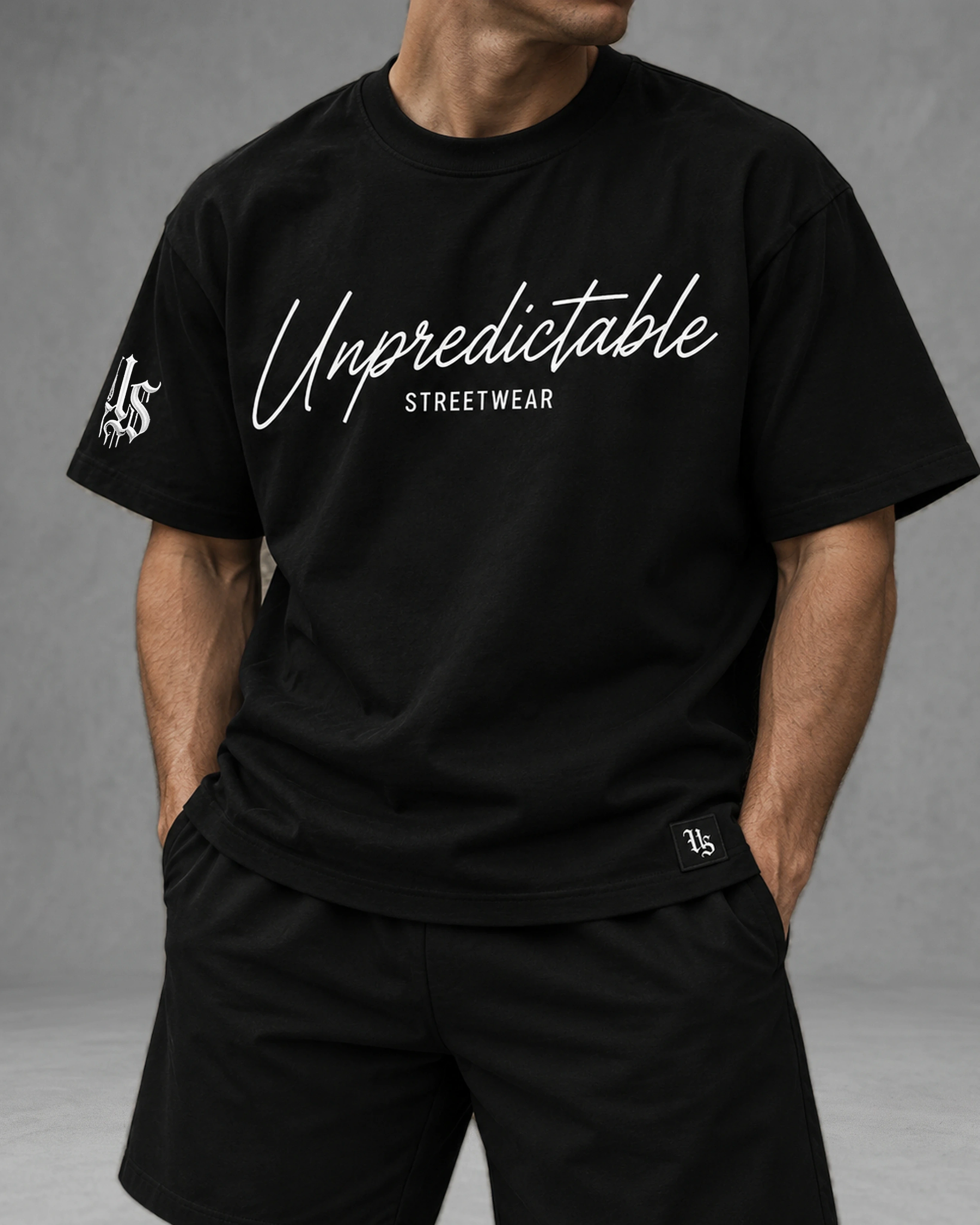 Script Logo t-shirt (oversized fit) — Black — Male model
