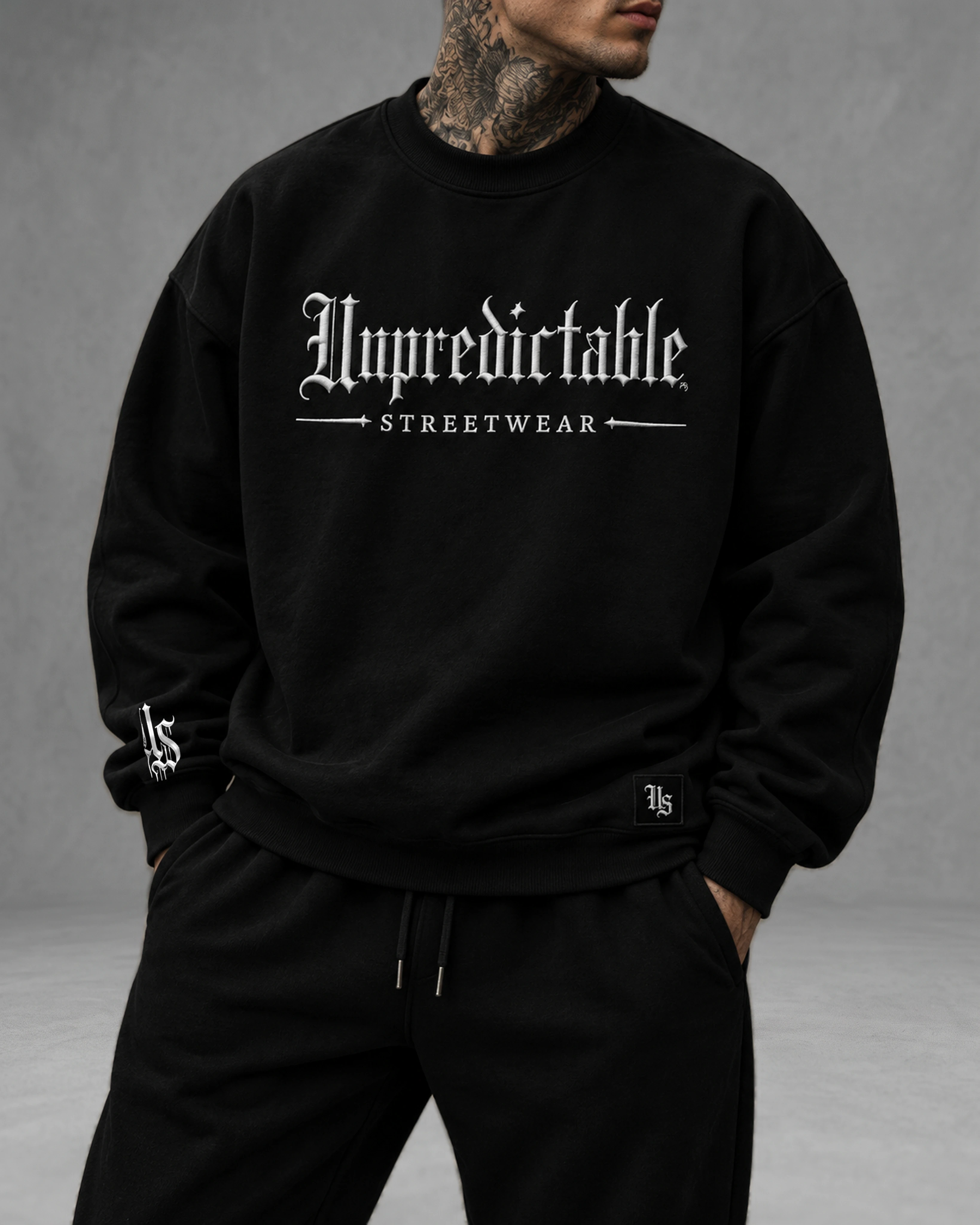 Unpredictable Crew Neck — Black — Male model